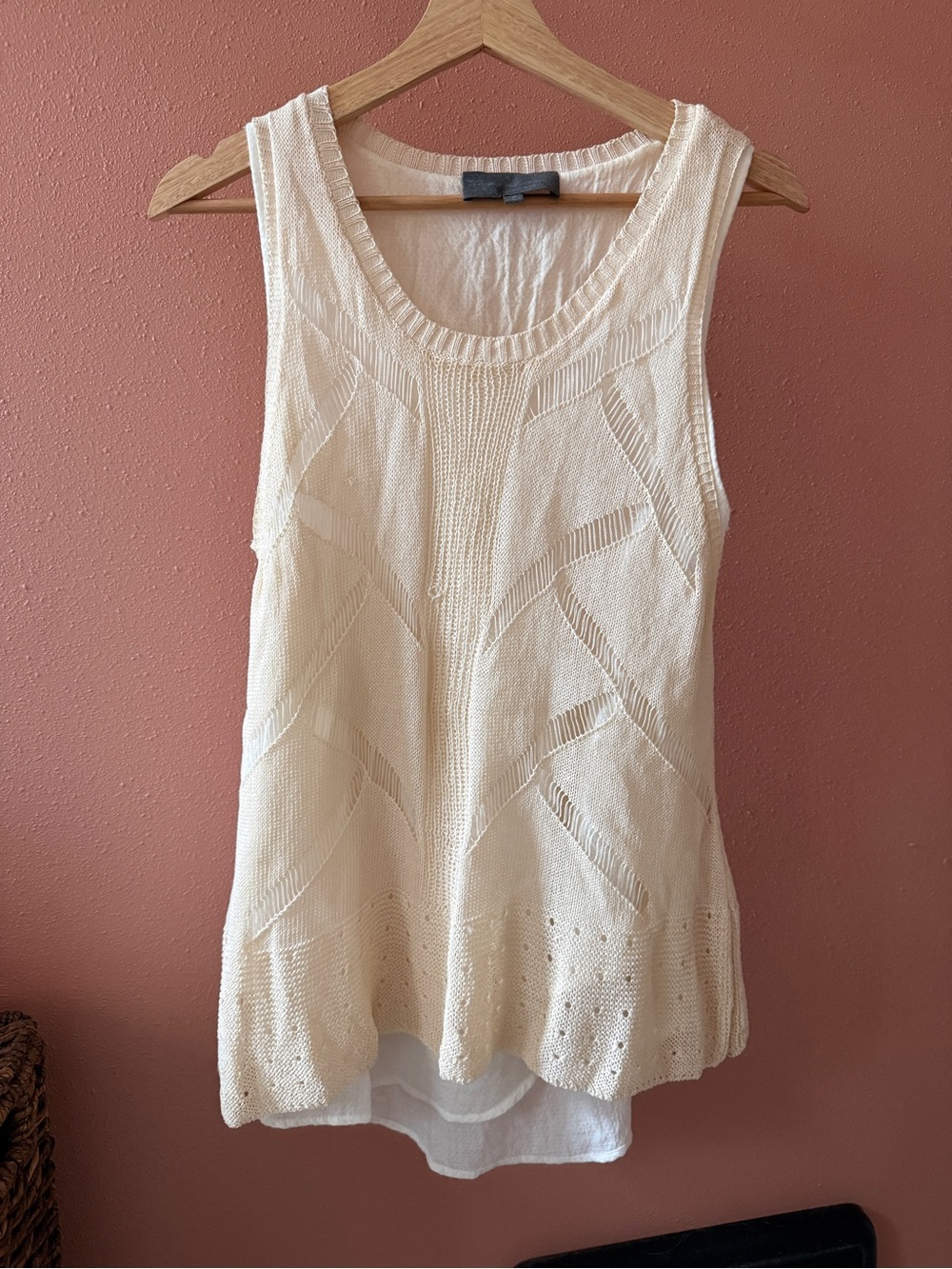 Sunday in Brooklyn Sleeveless Cream Knit Layered Tank Top - Women medium